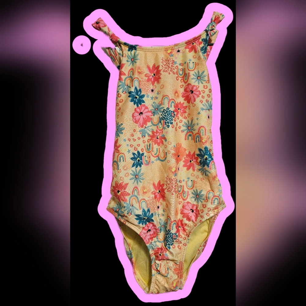 Cat & Jack Swimsuit - Multicolor Flowers & Rainbows Children's Large 10/12